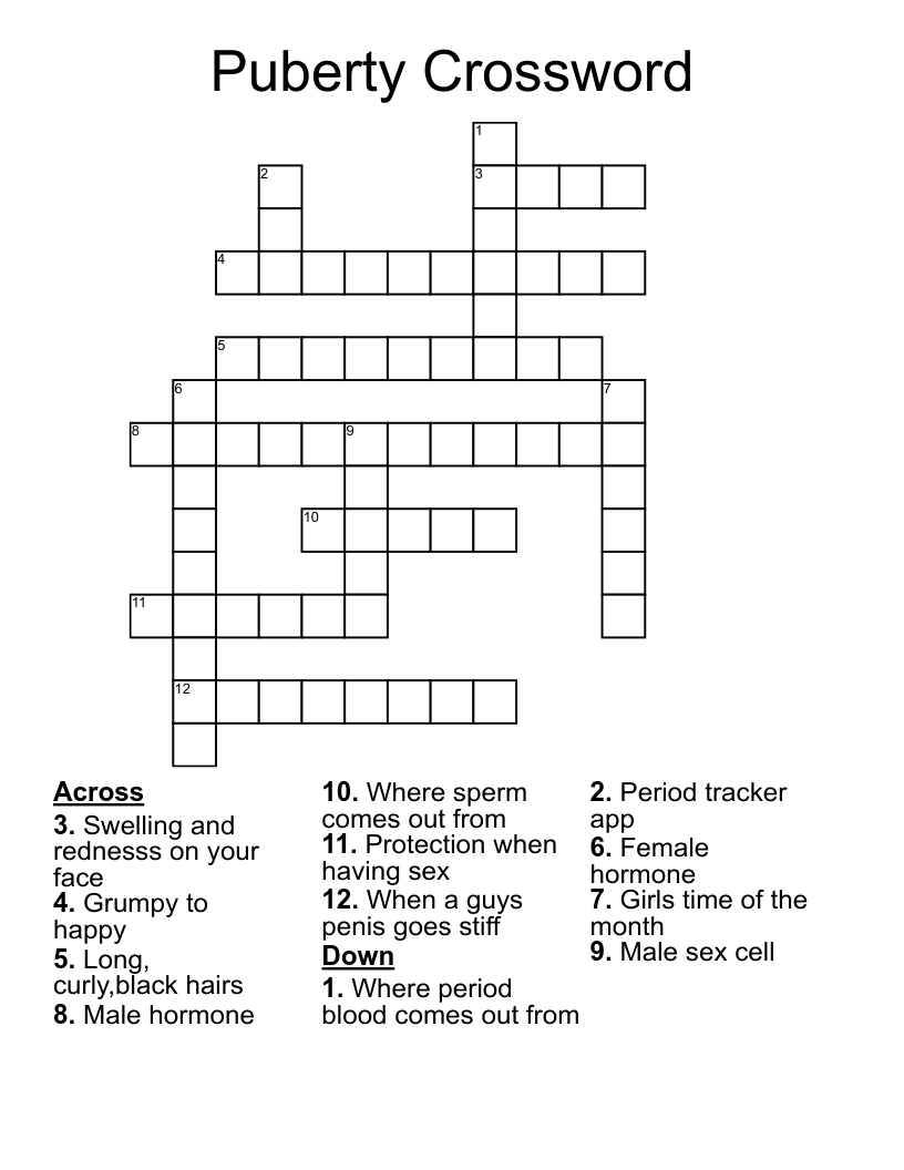 Puberty Word Search Crossword WordMint