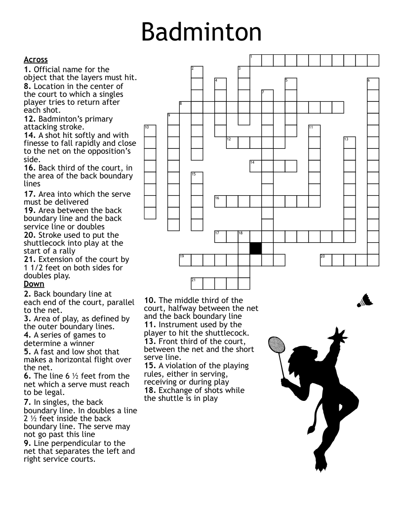 Racquet Sports Crossword WordMint