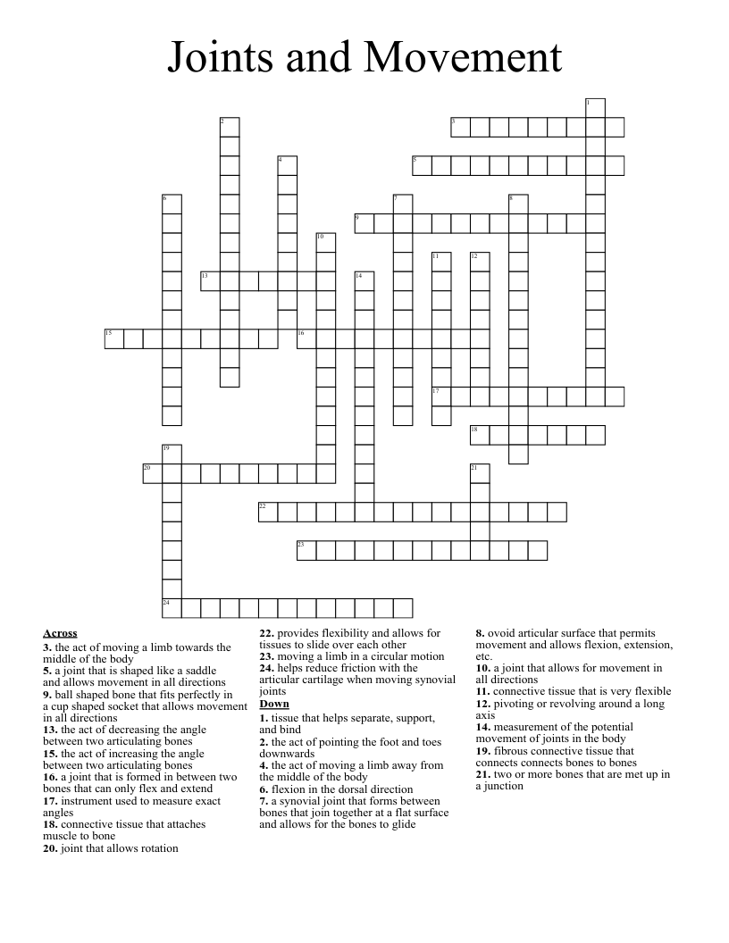Range Of Motion Exercises Crossword WordMint