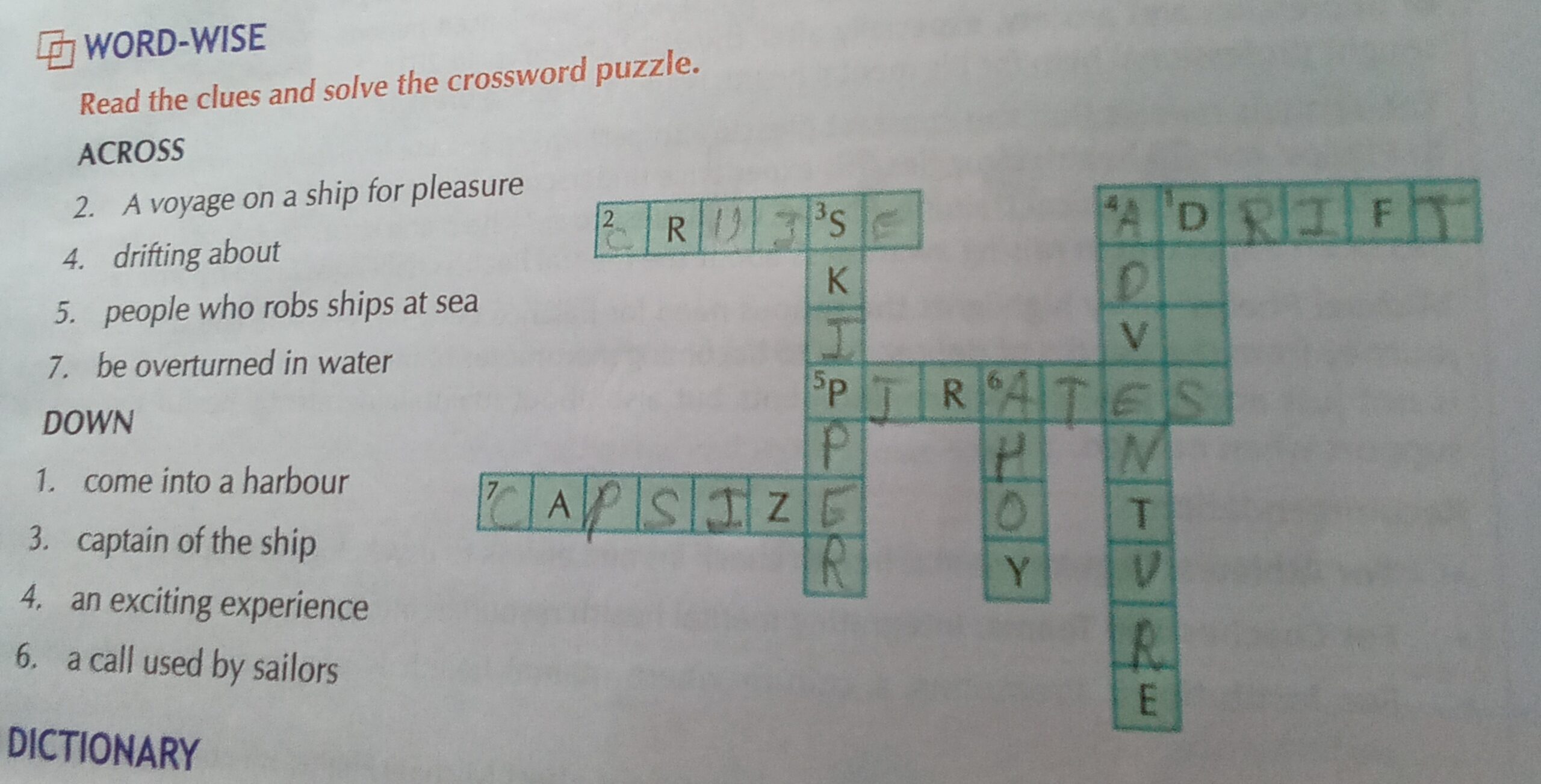Read The Clues And Solve The Crossword Puzzle ACROSS A Voyage On A Ship Read The Clues And Solve The Crossword Puzzle ACROSS A Voyage On A Ship