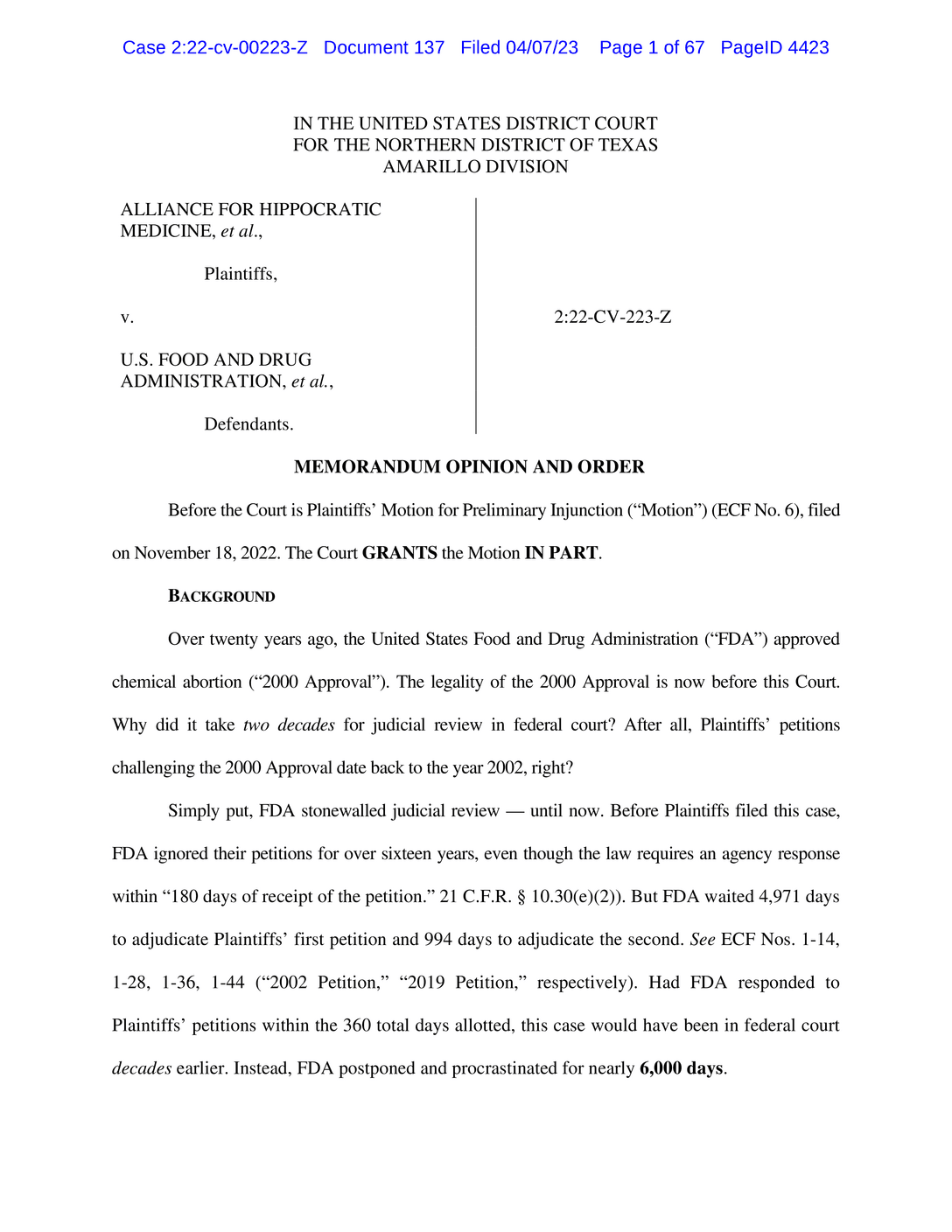 Read The Court Decision Invalidating F D A Approval Of Mifepristone The New York Times Read The Court Decision Invalidating F D A Approval Of Mifepristone The New York Times