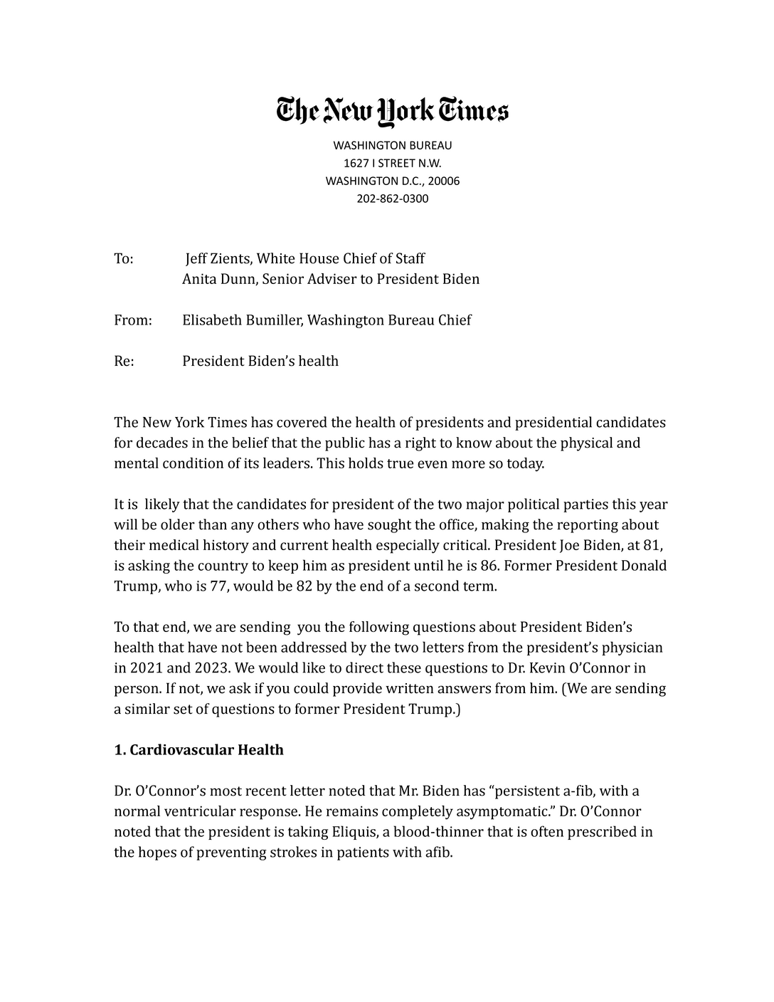 Read The Times s Letter To The White House The New York Times