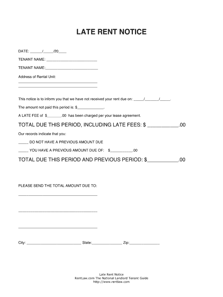 Rentlaw Late Rent Notice Form Fill Online Printable Fillable Blank PdfFiller Rentlaw Late Rent Notice Form Fill Online Printable Fillable Blank PdfFiller