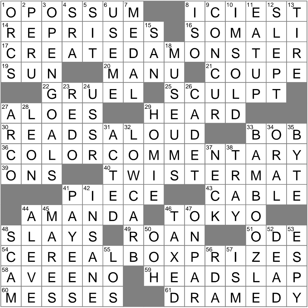 Repeating Numbers Crossword Clue Archives LAXCrossword