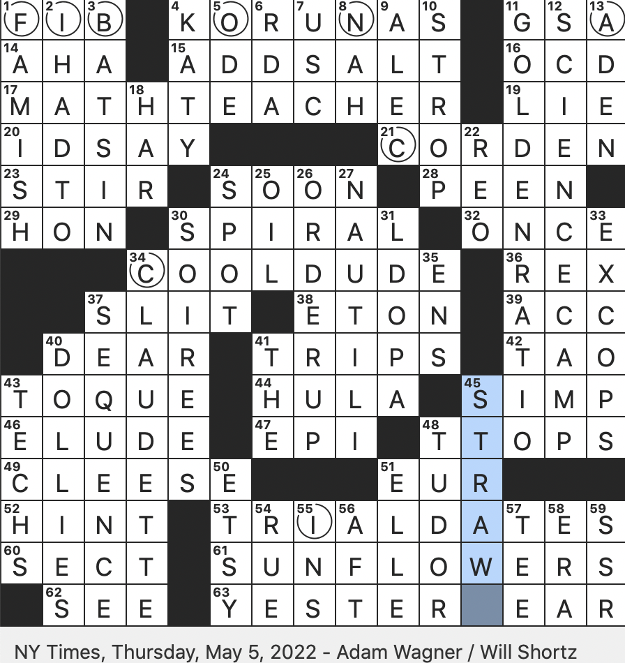 Rex Parker Does The NYT Crossword Puzzle Diner Cry After A Bell Is Rung THU 5 5 22 Student led LGBTQ Grp Terence Noted Expert On Combinatorics And Analytic Number Theory  Rex Parker Does The NYT Crossword Puzzle Diner Cry After A Bell Is Rung THU 5 5 22 Student led LGBTQ Grp Terence Noted Expert On Combinatorics And Analytic Number Theory