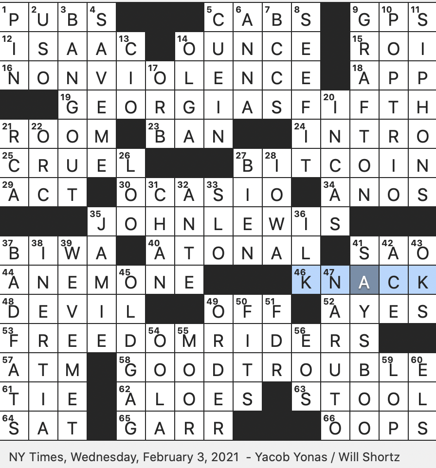 Rex Parker Does The NYT Crossword Puzzle Flower That Shares Its Name With A Sea Creature WED 2 3 21 Bookend Letters Of Google Maps Appropriately Japan s Largest Lake Located NE