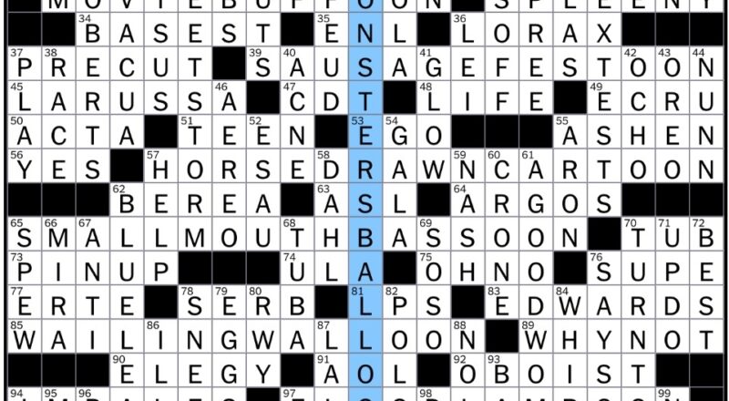 Rex Parker Does The NYT Crossword Puzzle French Director Clement SUN 4 9 17 Tim Robbins Mockumentary Martial Art Sword Way Bilbo Baggins Home Peevish Tony World Series