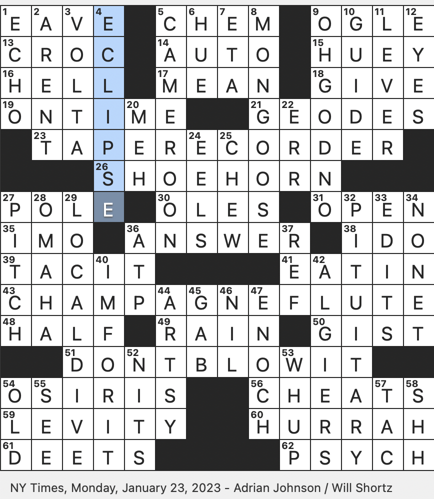 Rex Parker Does The NYT Crossword Puzzle Neighborhood Spot For Cheap Booze MON 1 23 23 African Mammal That s Resistant To Snake Venom Camera Setting For Novice Photographers Alessandro Who