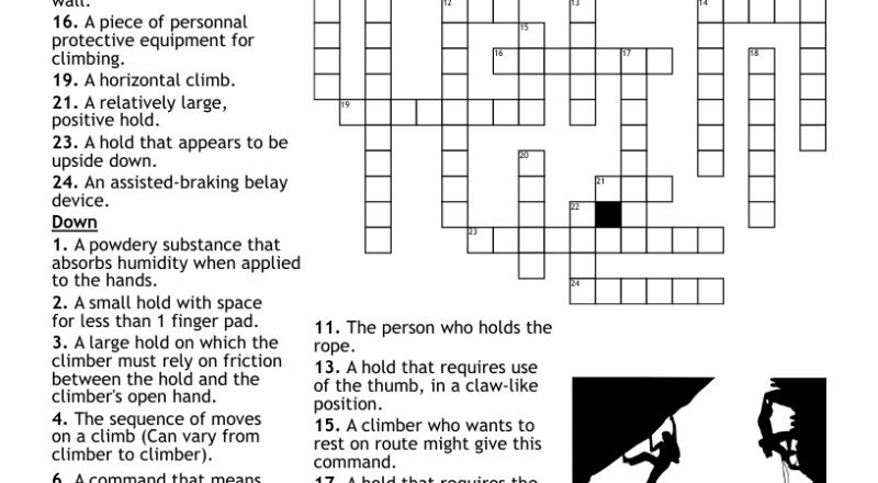 Rock Climbing Vocabulary Crossword WordMint