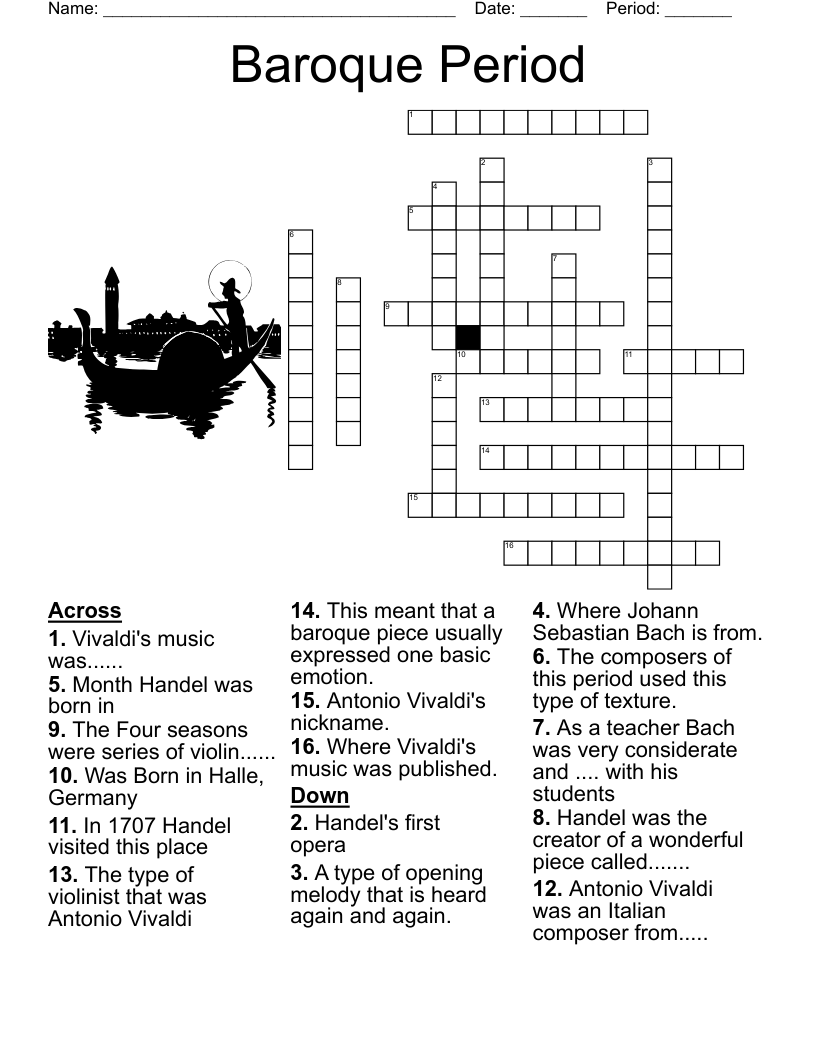 Romantic Music Vocabulary Crossword WordMint