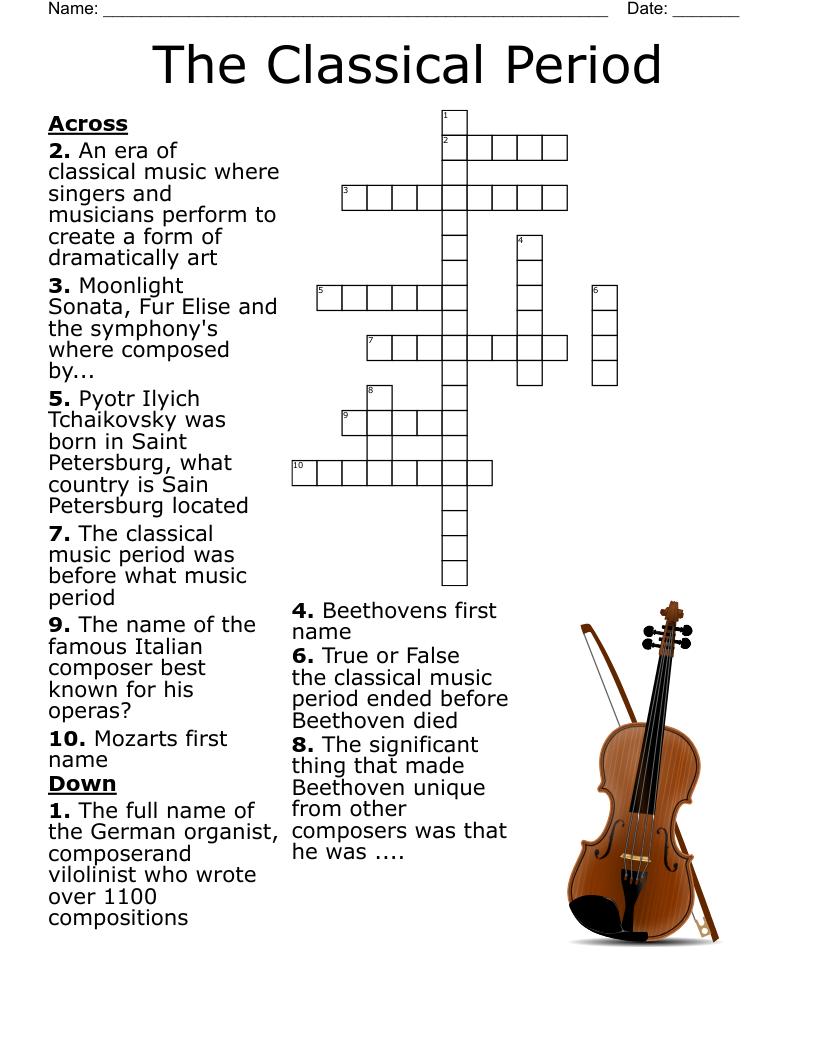 Romantic Music Vocabulary Crossword WordMint Romantic Music Vocabulary Crossword WordMint