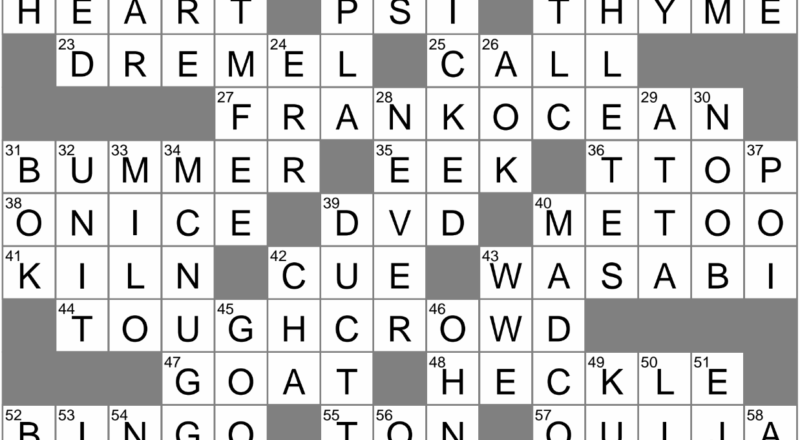 Ruckus Crossword Clue Archives LAXCrossword