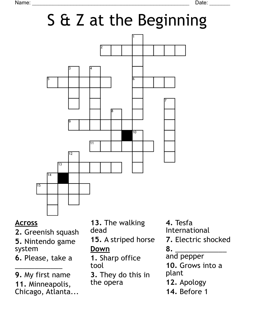 S Z At The Beginning Crossword WordMint S Z At The Beginning Crossword WordMint