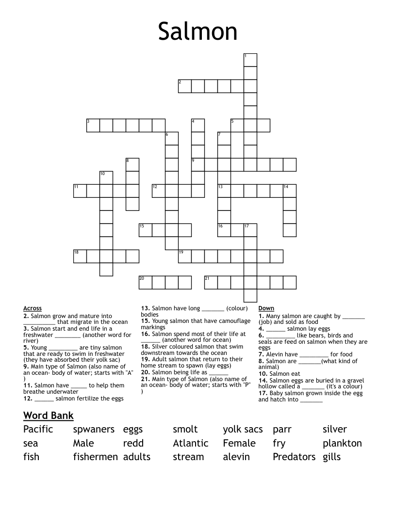 Salmon Crossword WordMint