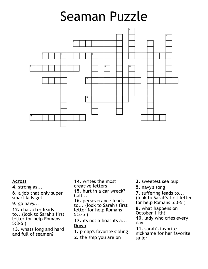 Seaman Puzzle Crossword WordMint Seaman Puzzle Crossword WordMint