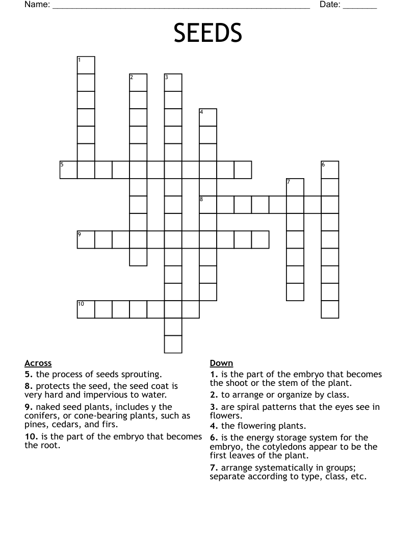 SEEDS Crossword WordMint SEEDS Crossword WordMint