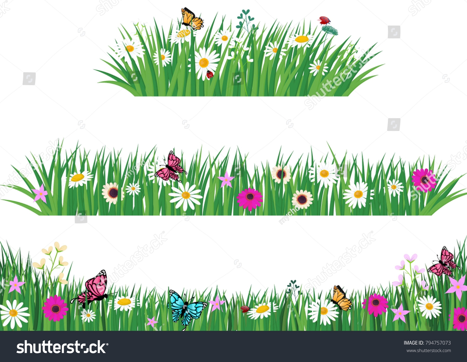 Set Green Grass Template Park Garden Stock Vector Royalty Free 794757073 Shutterstock