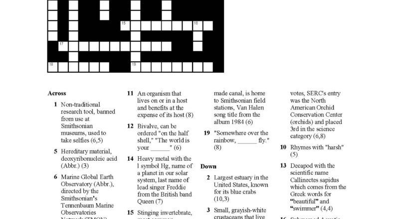 Shorelines Blog Archive A Crossword Puzzle With Ecology Flair Shorelines