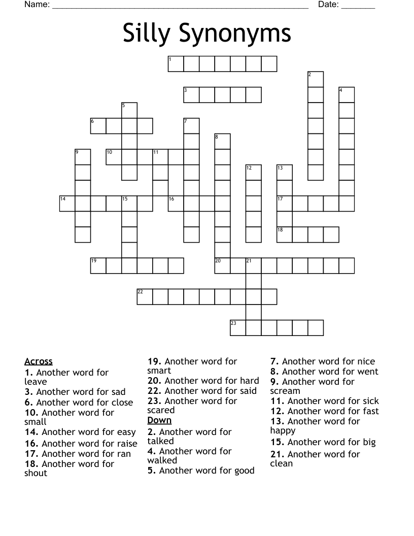 Silly Synonyms Crossword WordMint