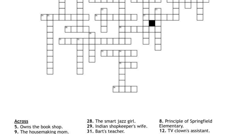 Simpson Characters Crossword WordMint