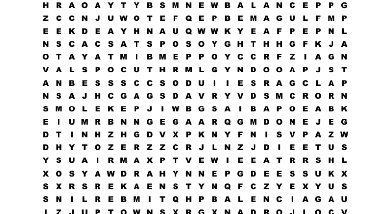 Sneaker Head Word Search WordMint