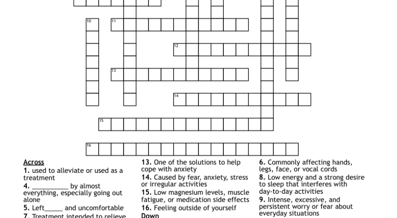 Social Anxiety Disorder Crossword WordMint