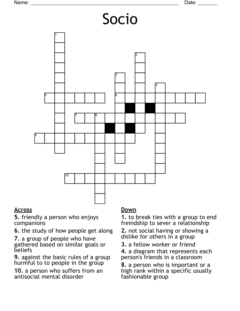 Socio Crossword WordMint
