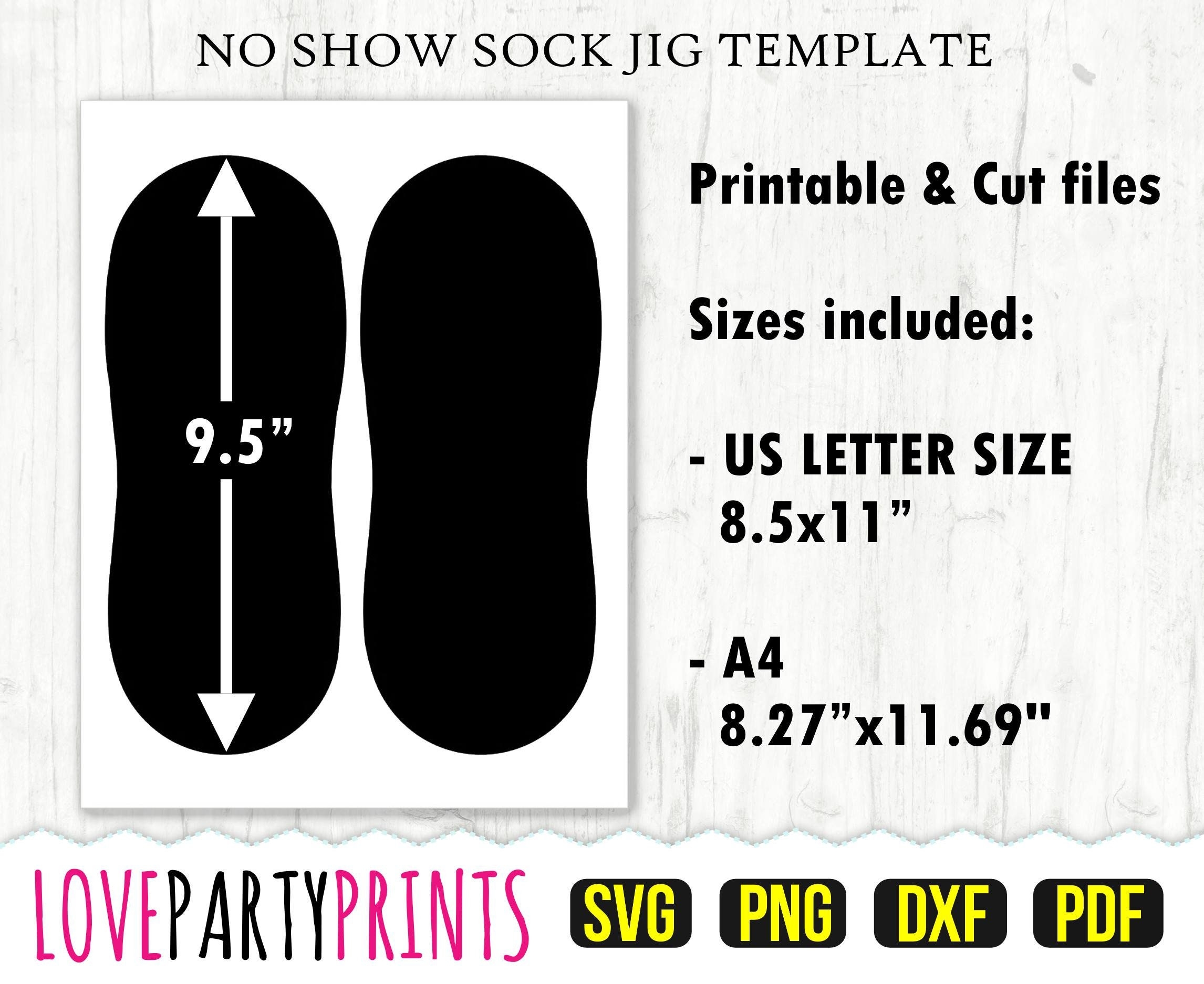 Sock Jig Template SVG PDF Png Dxf No Show Sock Jig Template 9 5 Sock Jig Template US Letter 11 x8 5 A4 8 27 x11 69 CA68 Etsy