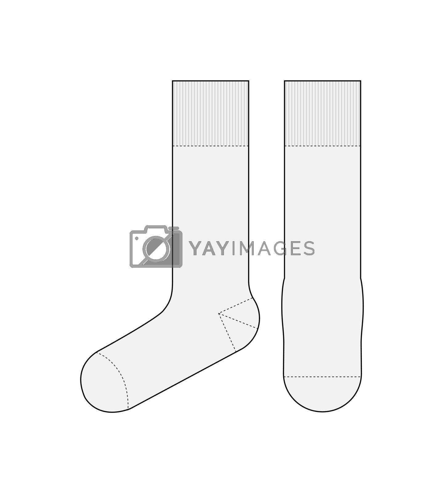 Socks Template Vector Illustration Front Side View White By Barks Vectors Illustrations With Unlimited Downloads Yayimages