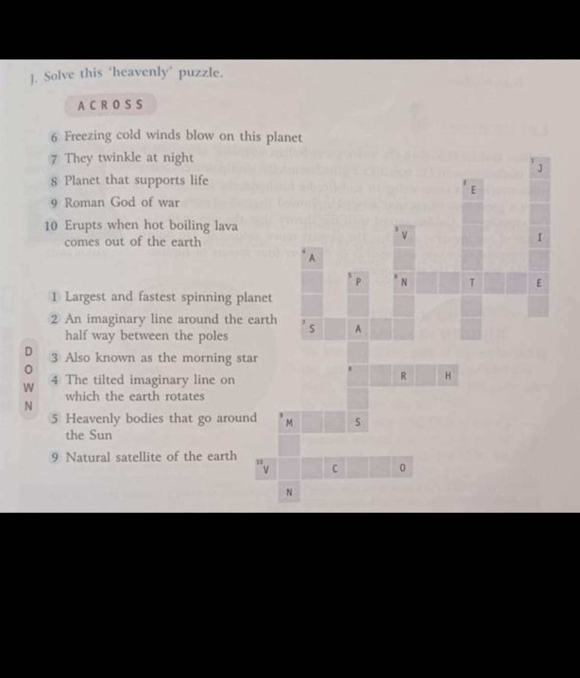 Solve This heavenly Puzzle ACROSS 6 Freezing Cold Winds Blow On This 