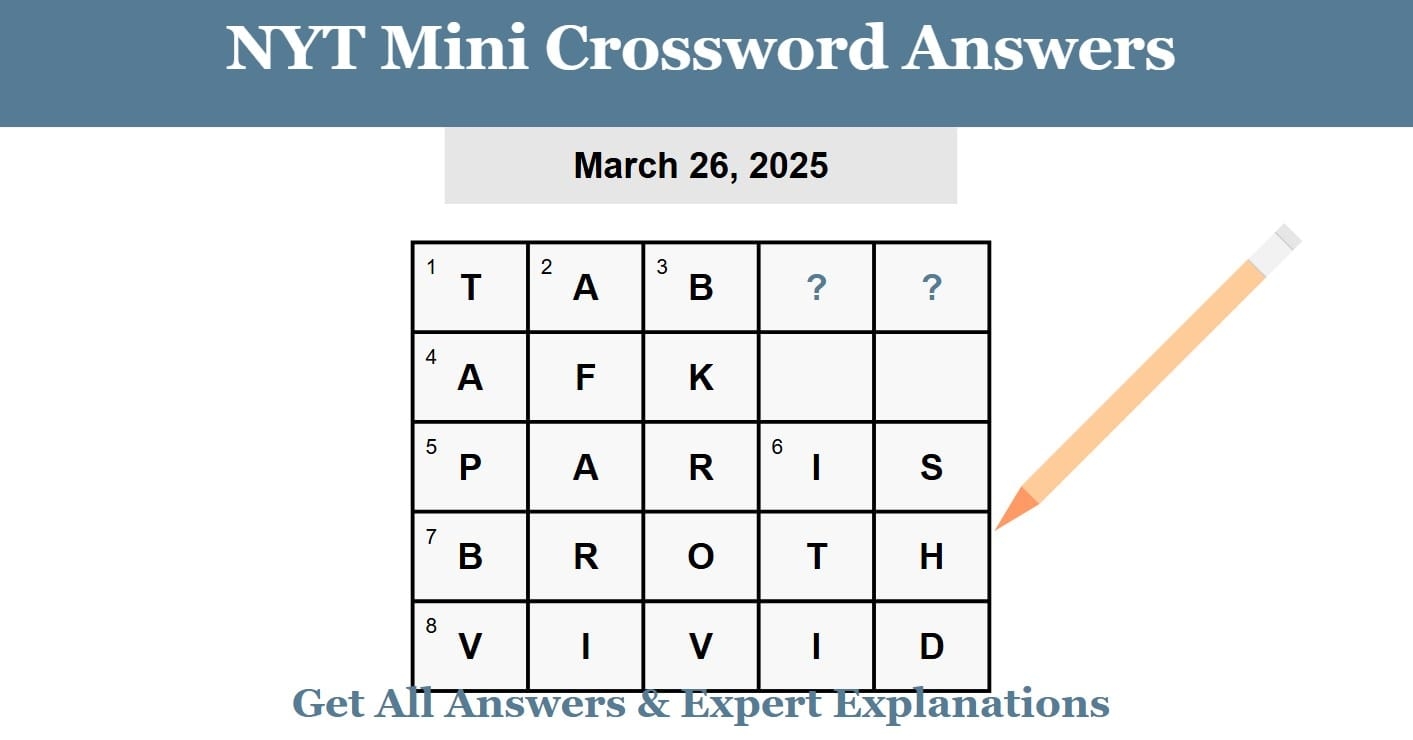 Solved Today s NYT Mini Crossword Puzzle 26 March 2025 H2S Media Solved Today s NYT Mini Crossword Puzzle 26 March 2025 H2S Media