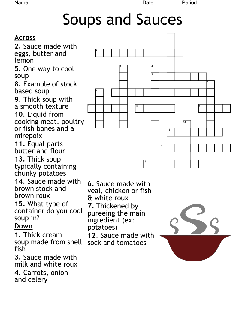 Soups And Sauces Crossword WordMint