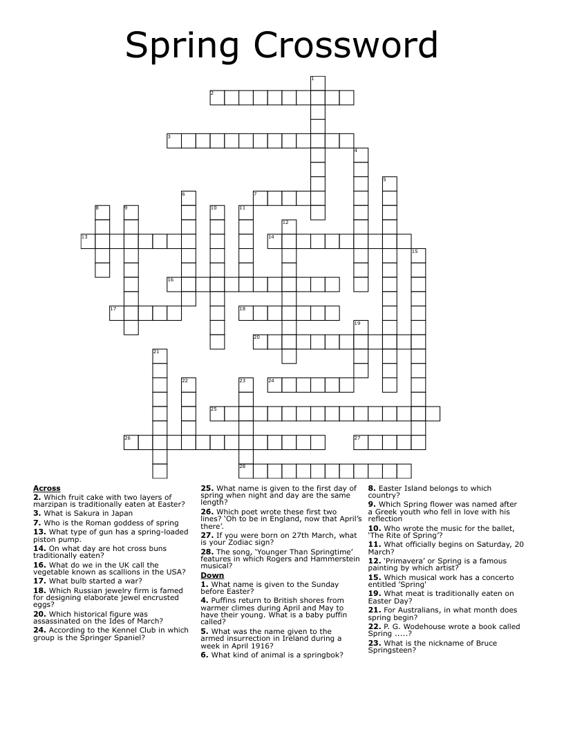 Spring Crossword WordMint