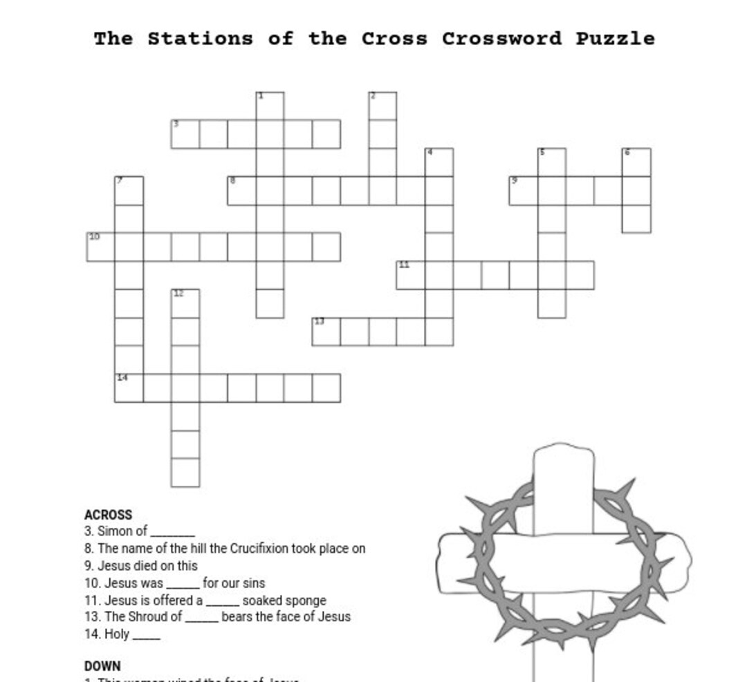 Stations Of The Cross Crossword Puzzle PDF Etsy