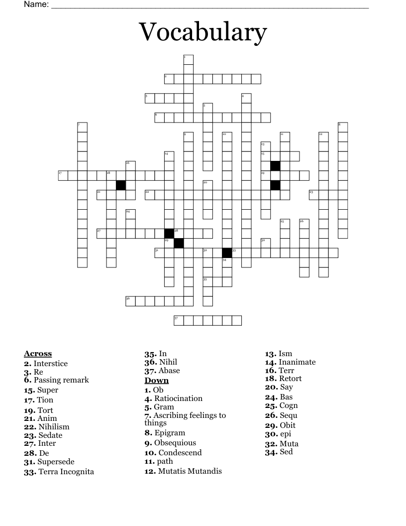 Stem 10 Word List Crossword WordMint