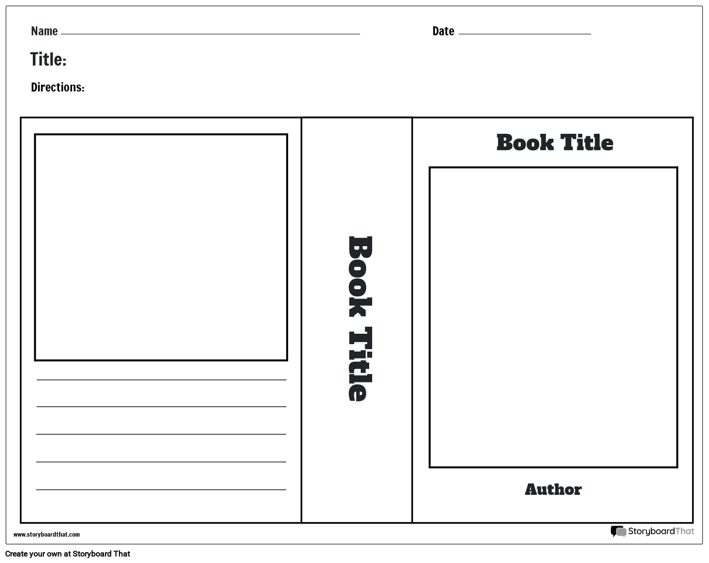printable book cover template