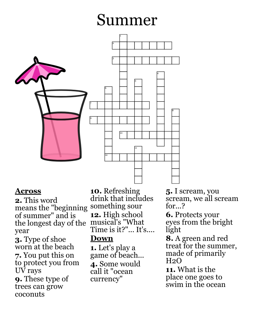 summer crossword puzzle