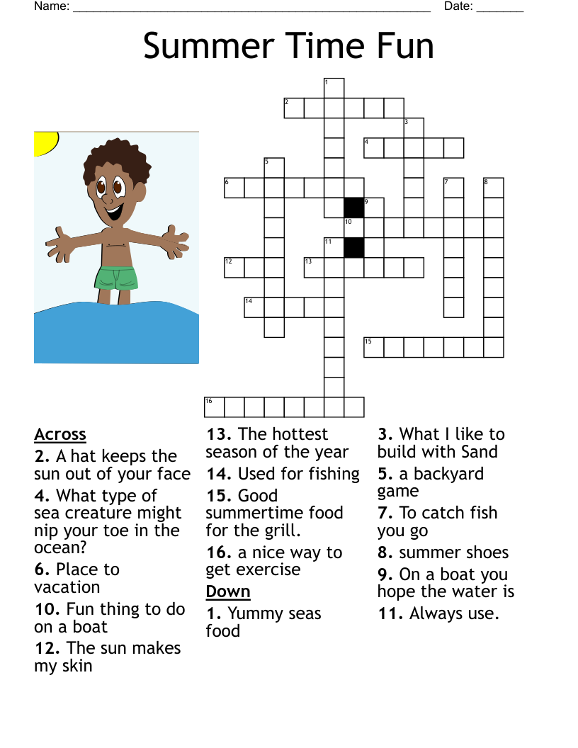 Summer Time Fun Crossword WordMint