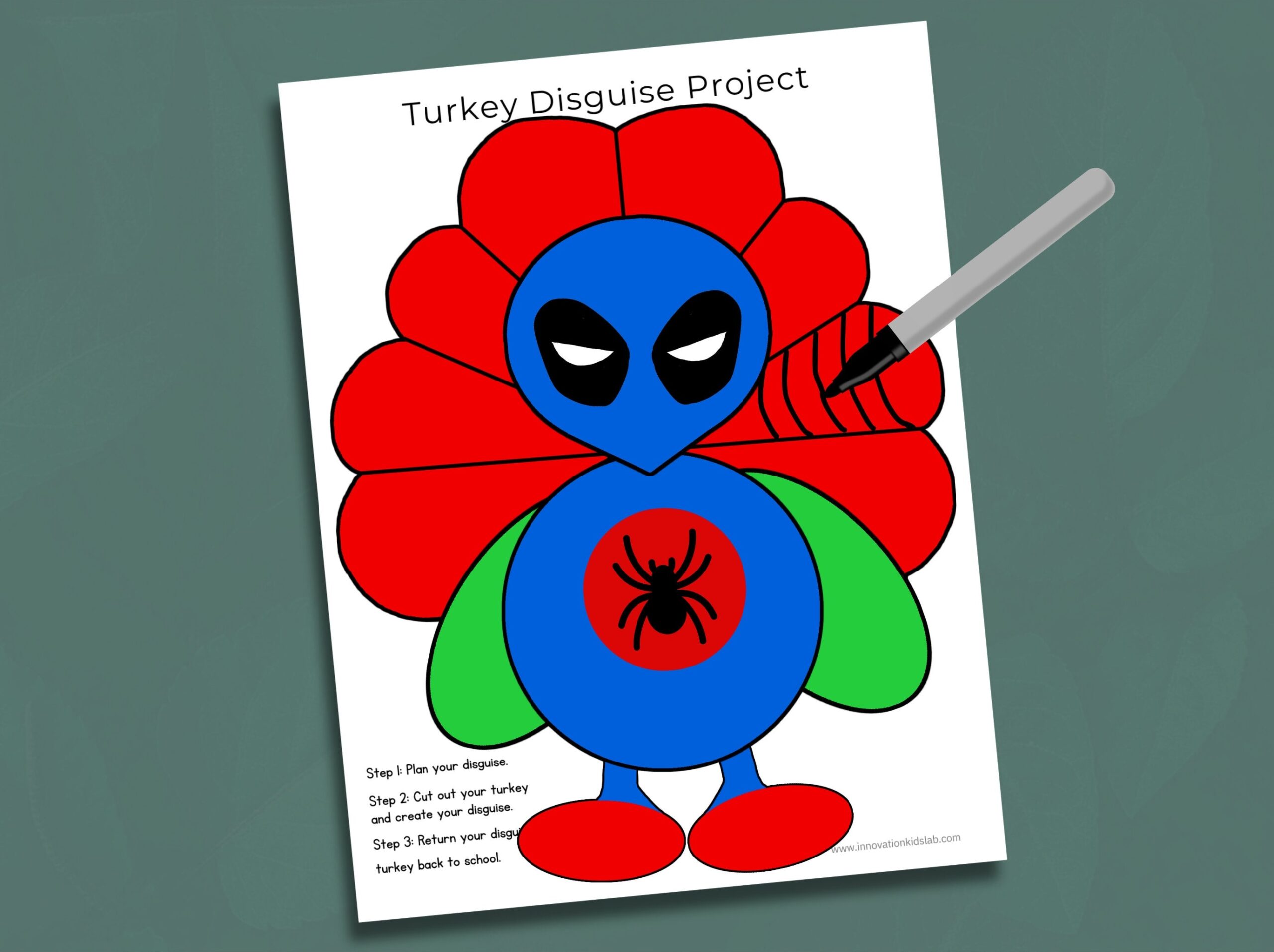 Superhero Turkey In Disguise Kit Kids Thanksgiving Craft digital Download Etsy