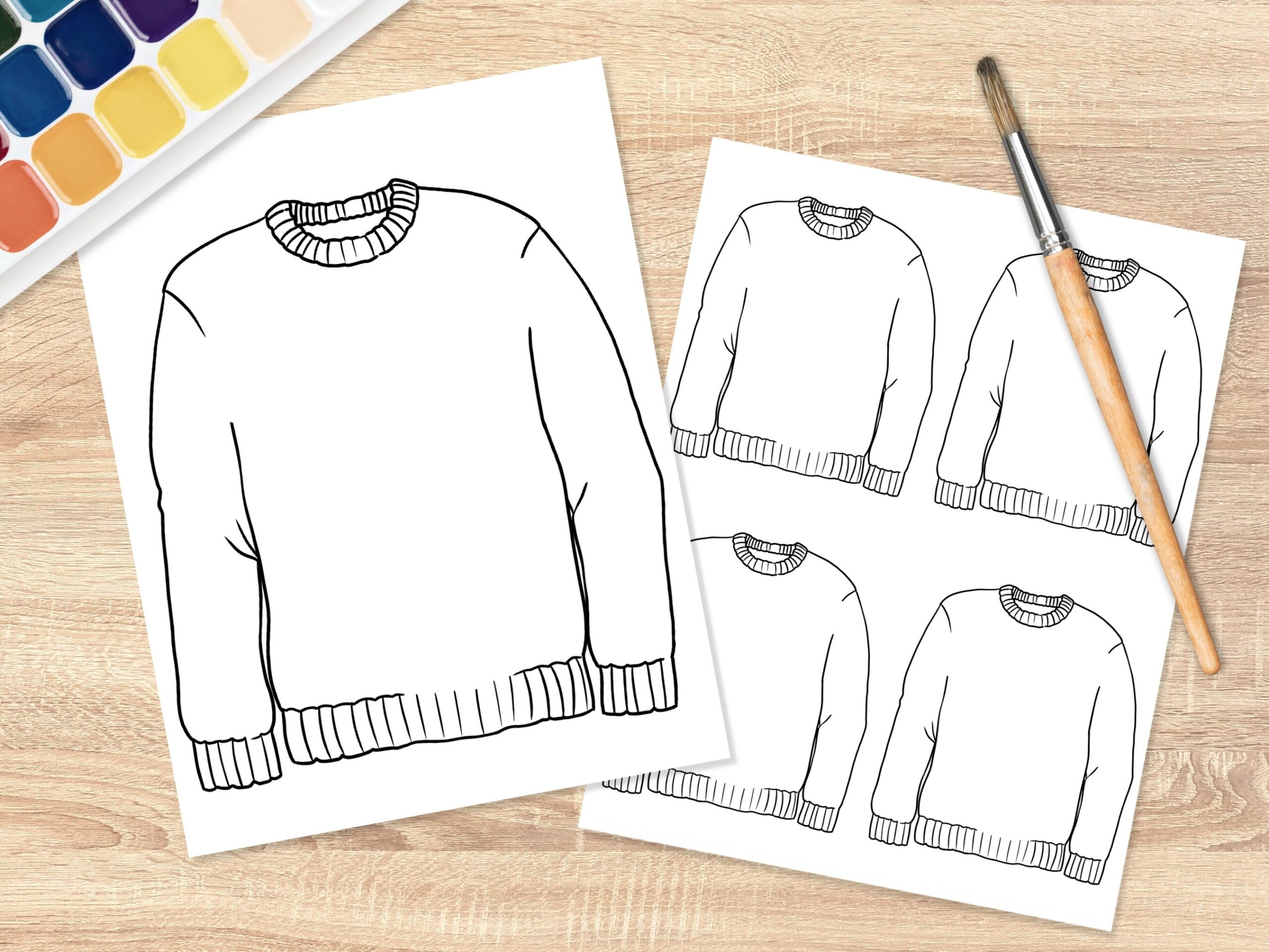 Sweater Outline Ornament Winter Sweater Coloring Page Etsy