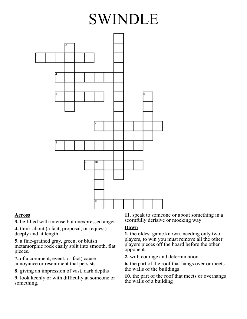 Swindle Crossword Clue 5 Letters Letters