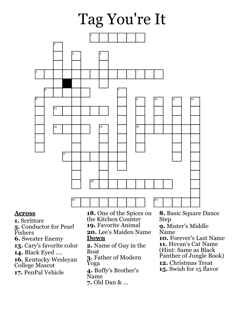 Tag You re It Crossword WordMint