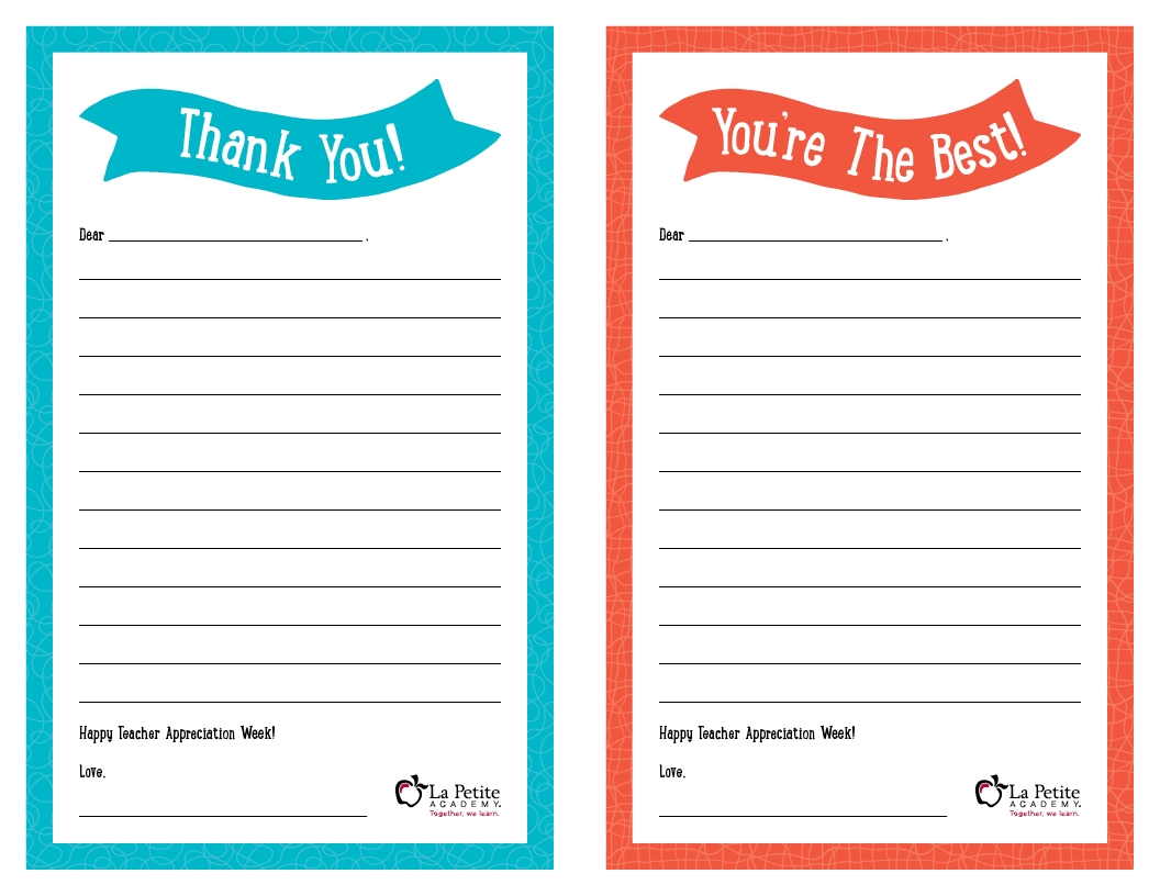 Teacher Appreciation Week Free Printable Thank You Notes La Petite Academy Teacher Appreciation Week Free Printable Thank You Notes La Petite Academy