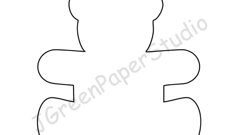 Teddy Bear Template Kids Coloring Page Stencil PDF Digital Download Etsy Sweden