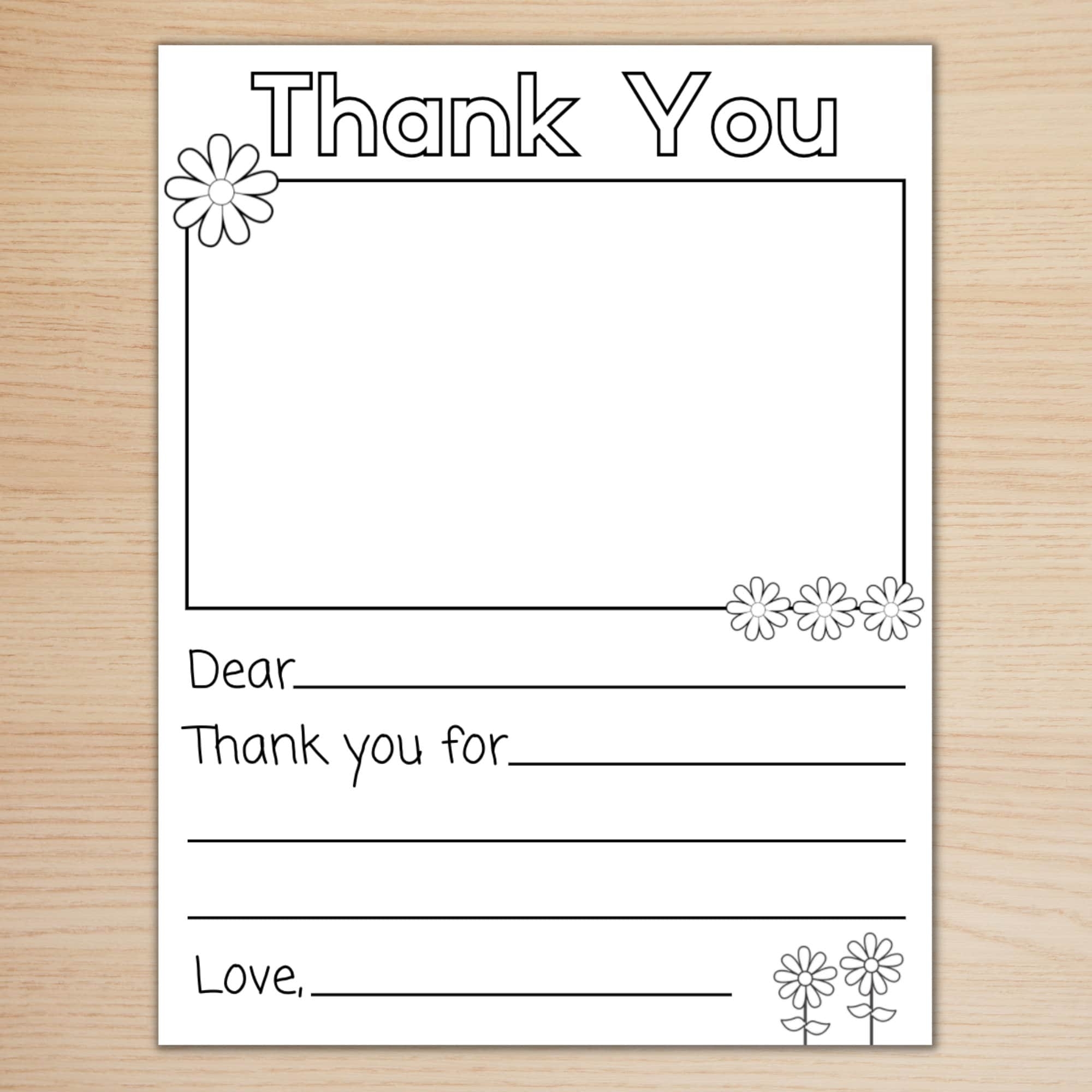Thank You Printable Kids Thank You Note Fill In The Blank Thank You Card Etsy