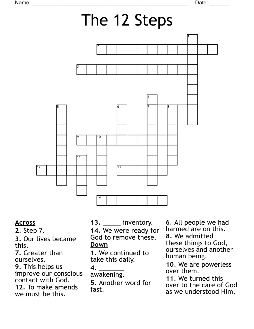 The 12 Steps Crossword WordMint