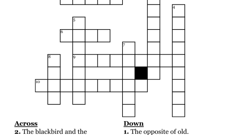 The Blackbird The Peacock Crossword WordMint