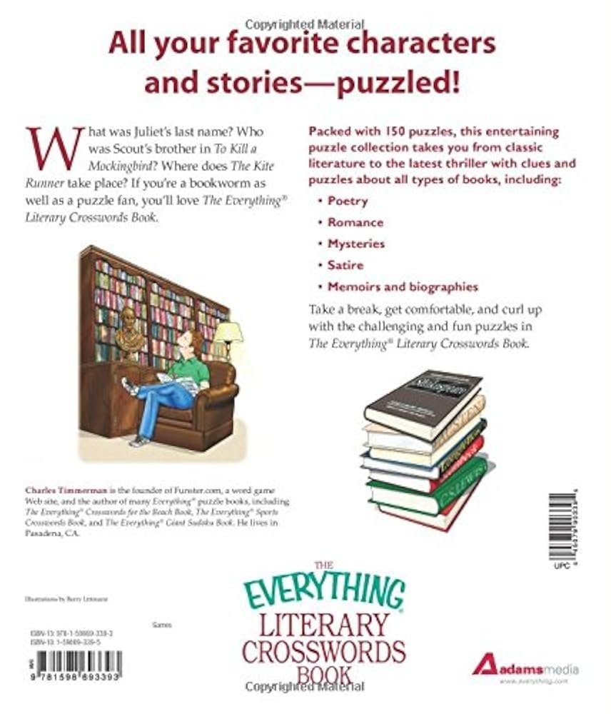The Everything Literary Crosswords Book 150 Novel Puzzles For Book Lovers Everything r Amazon co uk Timmerman Charles 9781598693393 Books