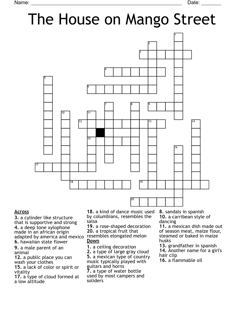 The House On Mango Street Crossword WordMint The House On Mango Street Crossword WordMint