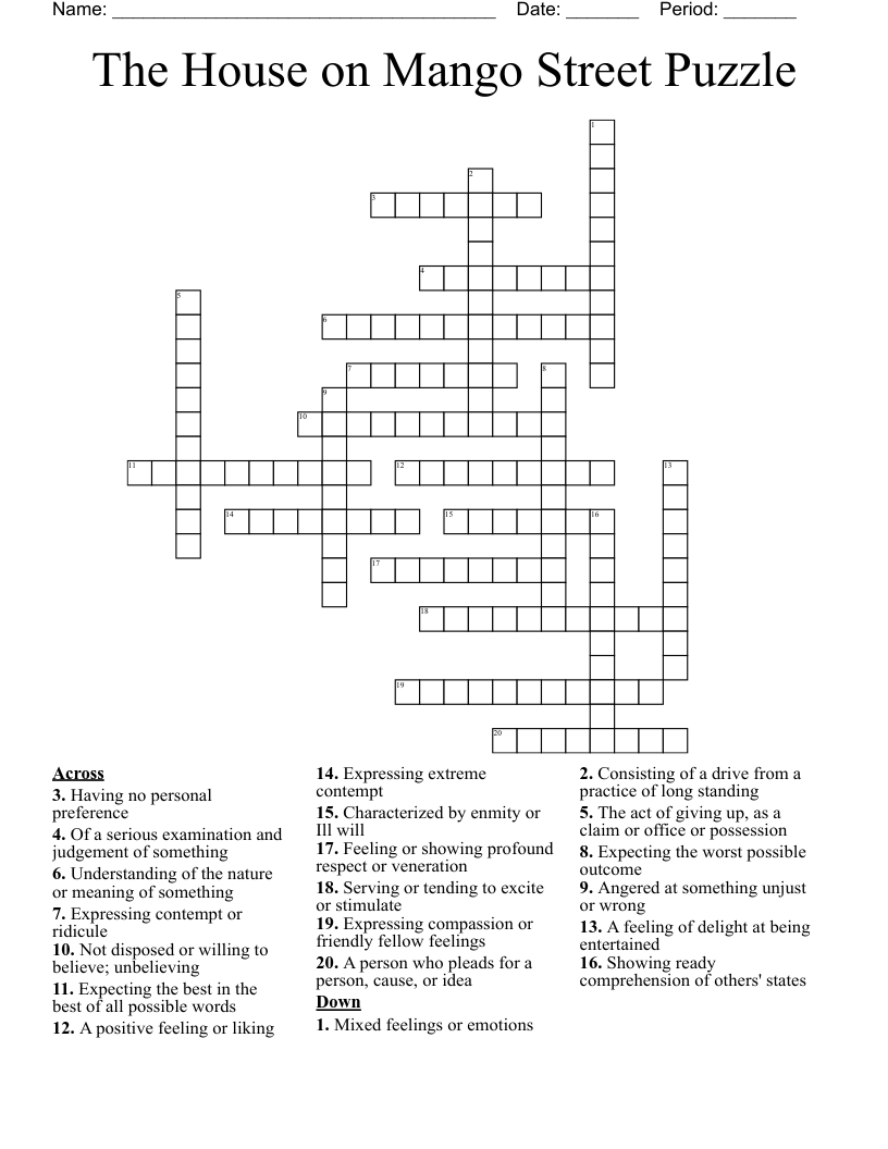 The House On Mango Street Puzzle Crossword WordMint The House On Mango Street Puzzle Crossword WordMint